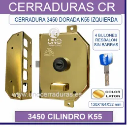 CERRADURA CR 3450 CILINDRO TITAN K55 DORADA IZQUIERDA