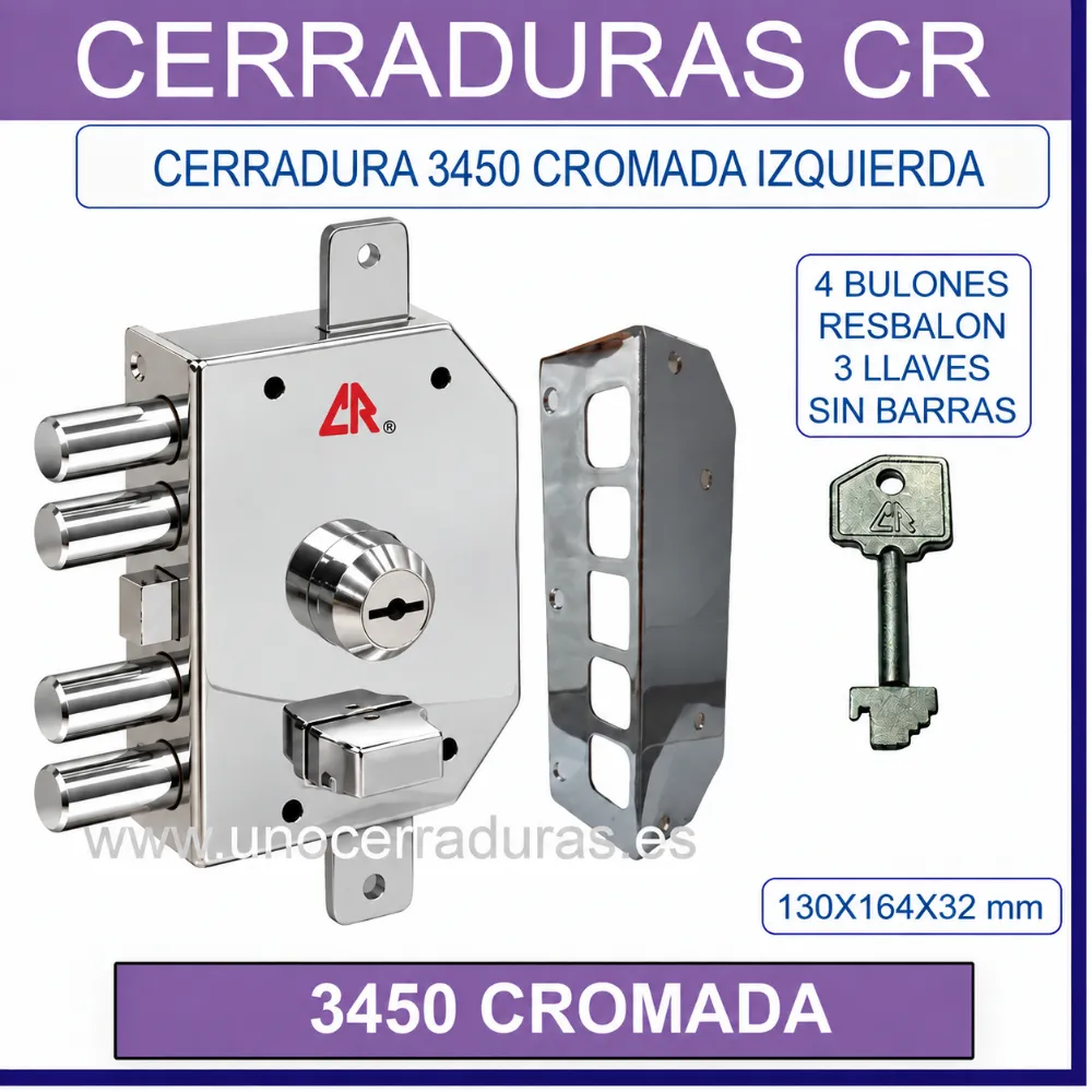 CERRADURA CR 3450 CROMADA IZQUIERDAS CERRADURA CR 3450 CROMADA IZQUIERDAS