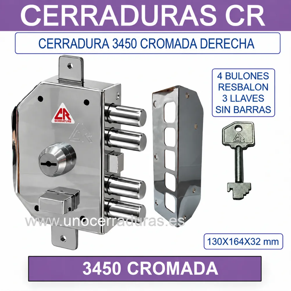 CERRADURA CR 3450 CROMADA DERECHAS CERRADURA CR 3450 CROMADA DERECHAS