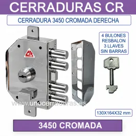 CERRADURA CR 3450 CROMADA DERECHAS