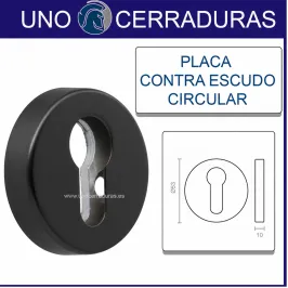 PLACA CONTRAESCUDO CIRCULAR NEGRA UNO CERRADURAS