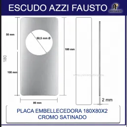 PLACA EMBELLECEDORA 180x80x2mm DESCENTRADA CROMO