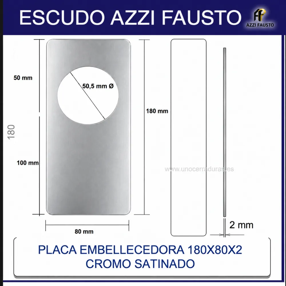 PLACA EMBELLECEDORA 180x80x2mm DESCENTRADA CROMO PLACA EMBELLECEDORA 180x80x2mm DESCENTRADA CROMO