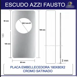 PLACA EMBELLECEDORA 180x80x2mm DESCENTRADA CROMO