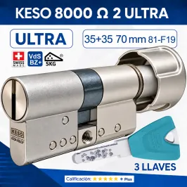 BOMBILLO KESO 8000 Omega2 ULTRA 35+35:70mm POMO CROMO 81.F19.080 3 LLAVES