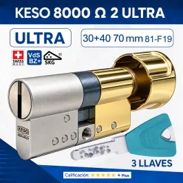 KESO 8000 Omega2 ULTRA 30+40:70mm POMO ORO 81.F19.080 3 LLAVES new
