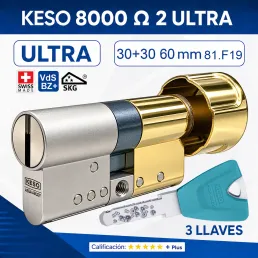 KESO 8000 Omega2 ULTRA 30+30:60mm POMO ORO 81.F19.080 3 LLAVES new