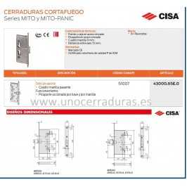 CERRADURA ANTIPANICO CISA 24X65mm SIN/C 43000.65E INOX
