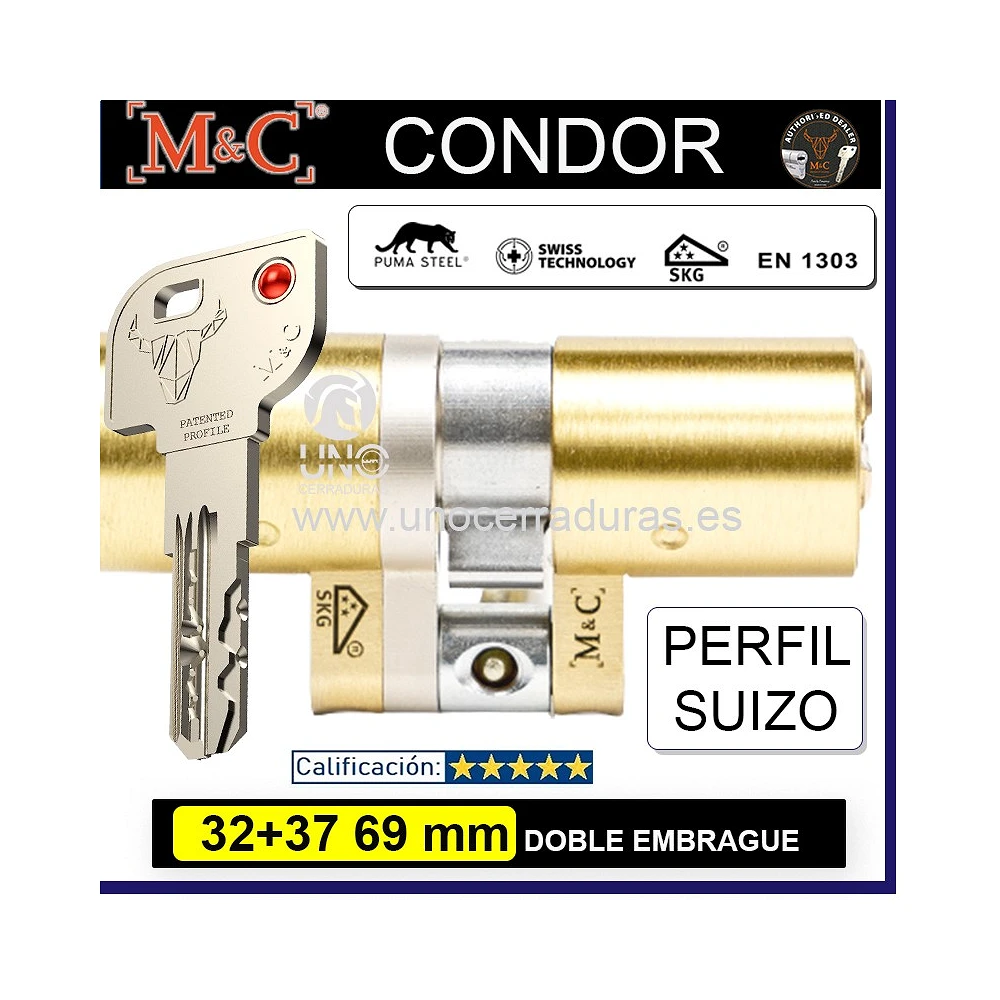 MC CONDOR 32+32 64mm LATON DOBLE EMBRAGUE 5 LLAVES
